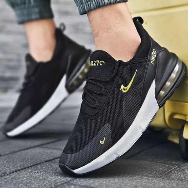 Mens Womens Gym Trainers Comfy Casual Sports Athletic Running Shoes UK 8.5 / EUR 43 Black Gold