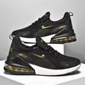 Miniatyrbild 1 av 3: Mens Womens Gym Trainers Comfy Casual Sports Athletic Running Shoes UK 6 / EUR 39 Black Gold