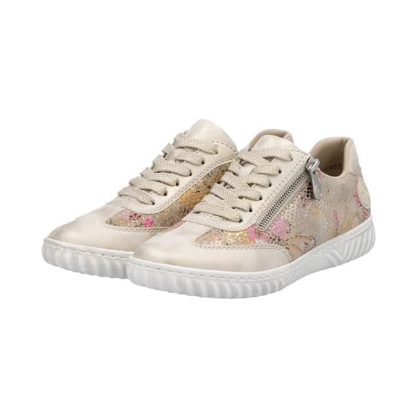 Tennis platt- Multicolor - Dam - Beigeflätade snören - Sidogångjärn - Sula med vågmönster