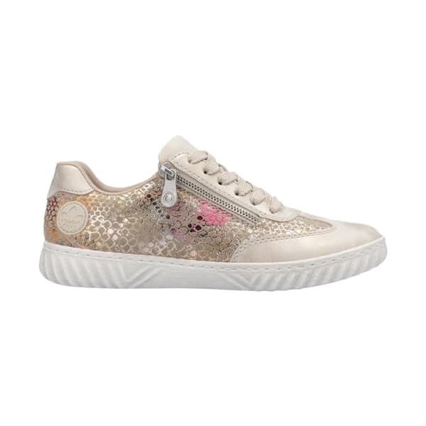 Tennis platt- Multicolor - Dam - Beigeflätade snören - Sidogångjärn - Sula med vågmönster