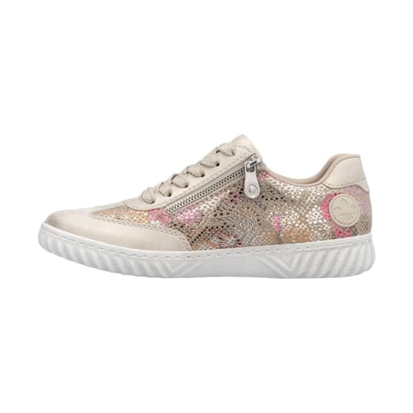 Tennis platt- Multicolor - Dam - Beigeflätade snören - Sidogångjärn - Sula med vågmönster