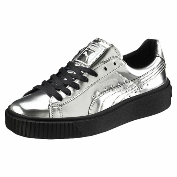 Sportssneakers til damer Puma Basket Platform Metallic Lysegrå - 36