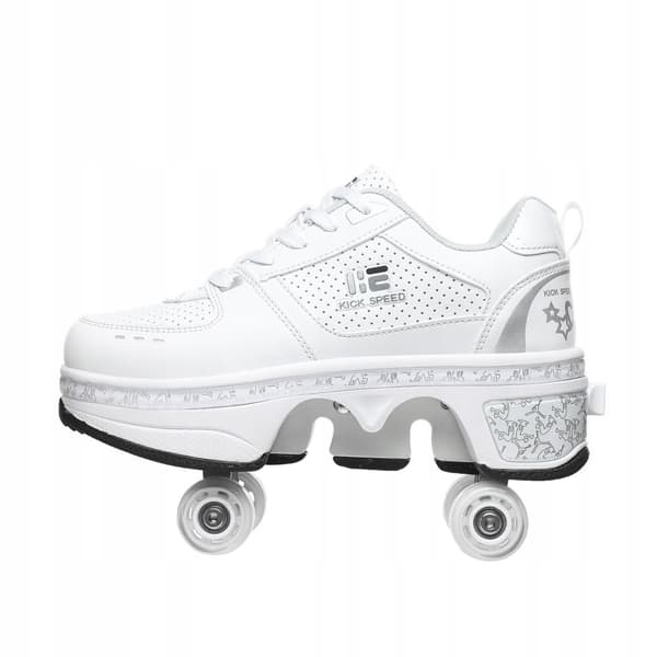 Rullskridskoskor med rullhjul, upplysta, 7-LED-lampor, unisex, vita, storlek 39
