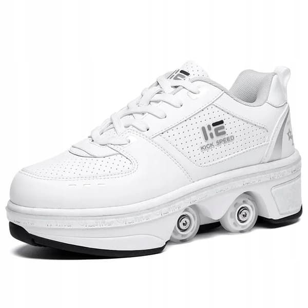 Rullskridskoskor med rullhjul, upplysta, 7-LED-lampor, unisex, vita, storlek 39