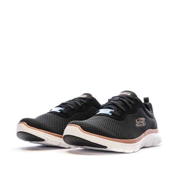 Löparskor - Skechers - Flex Appeal 4.0 - Svart/Rosa - Kuddekomfort - Ovandel i stickat