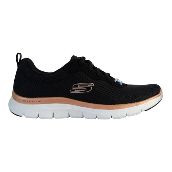 Löparskor - Skechers - Flex Appeal 4.0 - Svart/Rosa - Kuddekomfort - Ovandel i stickat
