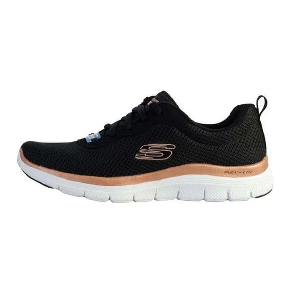 Löparskor - Skechers - Flex Appeal 4.0 - Svart/Rosa - Kuddekomfort - Ovandel i stickat