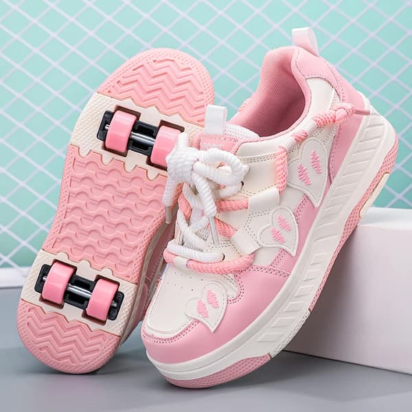 Rullskridskor för barn, unisex, inte över vristen, EVA-sula,Rosa, 38