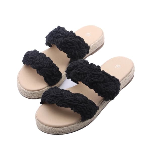 Sandaler, Virkat Mönster, Juteplattform, Svart, 41