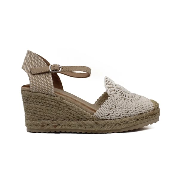 Esparto kilklackar, handgjorda tyger, justerbar spänne stängning, Beige, 39