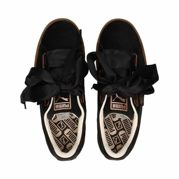 Gymnastiksko, Dam Puma Basket Heart Corduroy Svart - 36