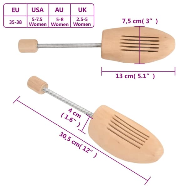 vidaXL Skoblock 2 par EU 35-38 massivt lotusträ