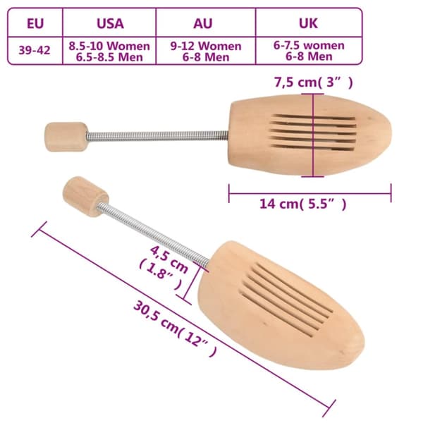 vidaXL Skoblock 2 par EU 39-42 massivt lotusträ