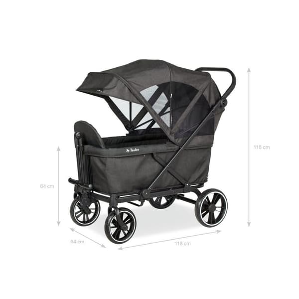 Rootz Cruiser Folding Handcart - Utility Wagon - Hopfällbar vagn - UV-skydd soltak - 116cm x 64cm x 64cm