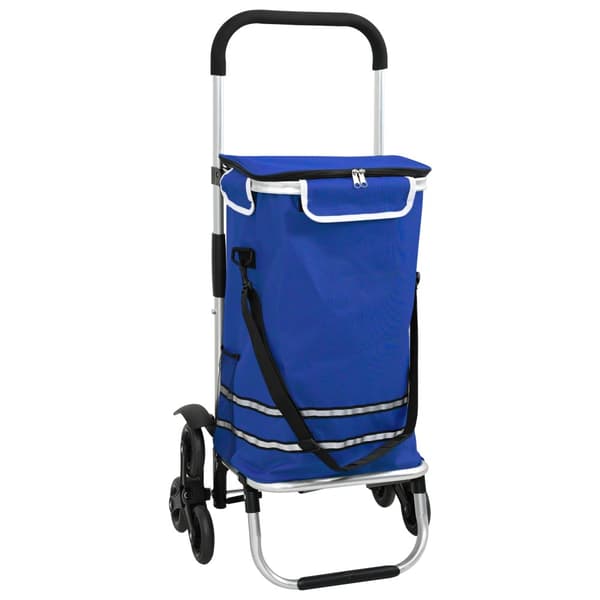Shoppingvagn med hjul och justerbart handtag Blå 40 L