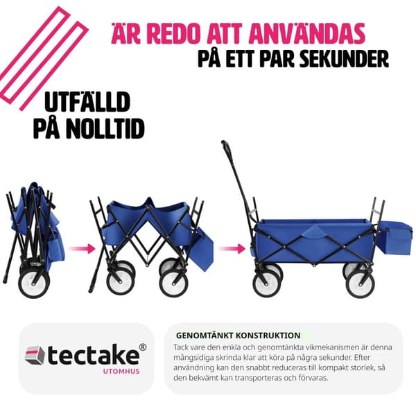 Hopfällbar skrinda med bärväska, lastkapacitet 80kg - blå