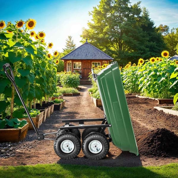Trækvogn med vippefunktion, bæreevne 300 kg - grøn