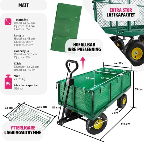 Skrinda med hyllplan max 550 kg - grön