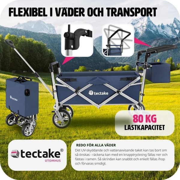 Nico hopfällbar skrinda med bärväska, lastkapacitet 80kg - blå