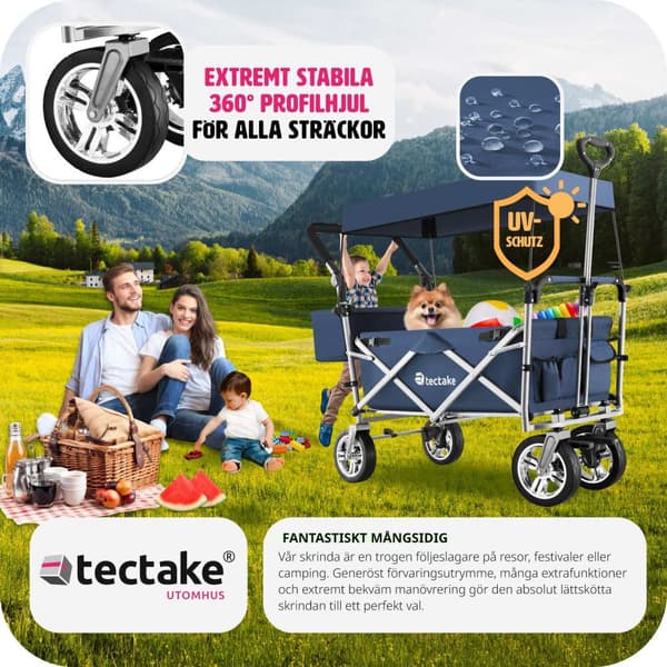 Nico hopfällbar skrinda med bärväska, lastkapacitet 80kg - blå