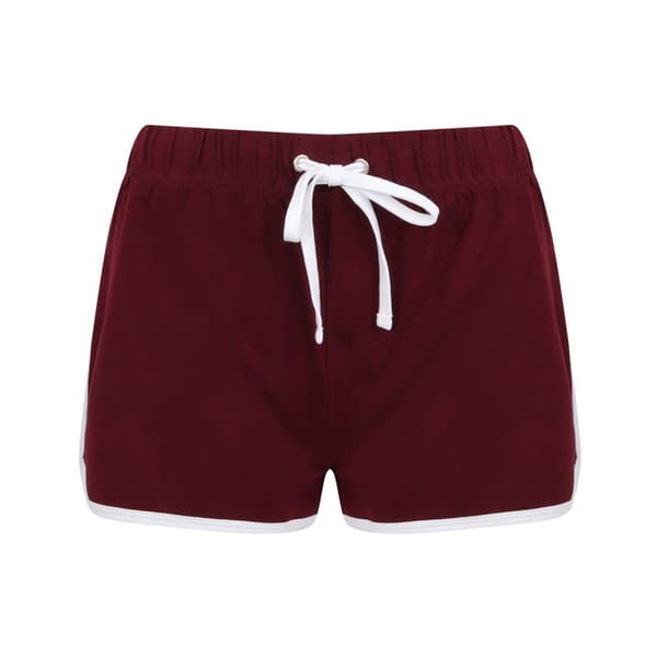 Skinni Fit Kvinnor/Damer Retro Shorts Burgundy/White 14 UK