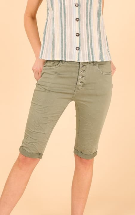 Chic - Caprishorts 6816 5 knappar Olivgrön M