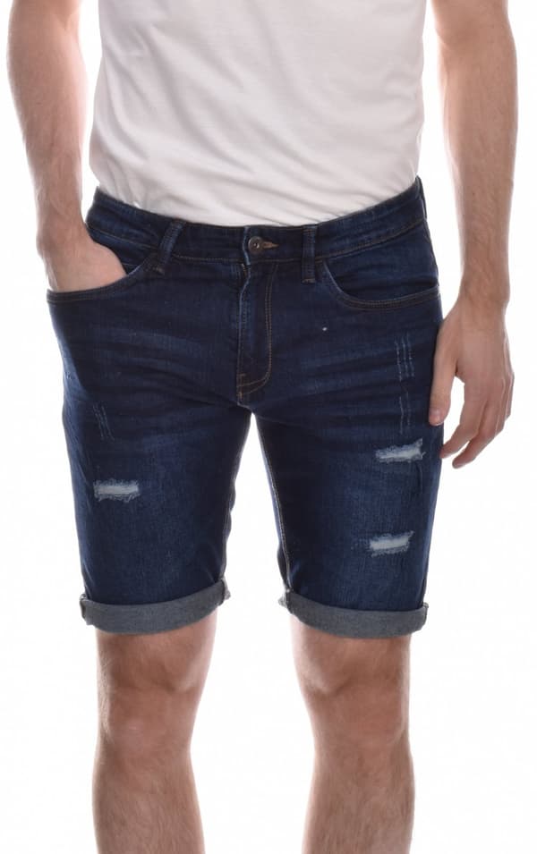 Indicode - Jeansshorts 70104ZA Kaden Holes 855 Mörkblå L