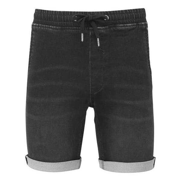 Wombat Mens Denim Drawstring Shorts Black L