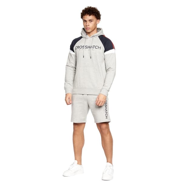 Crosshatch Mens Reginald Hoodie And Shorts Set Grey Marl XXL