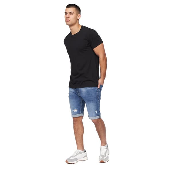 Crosshatch Mens Riptrey Abraised Denim Shorts