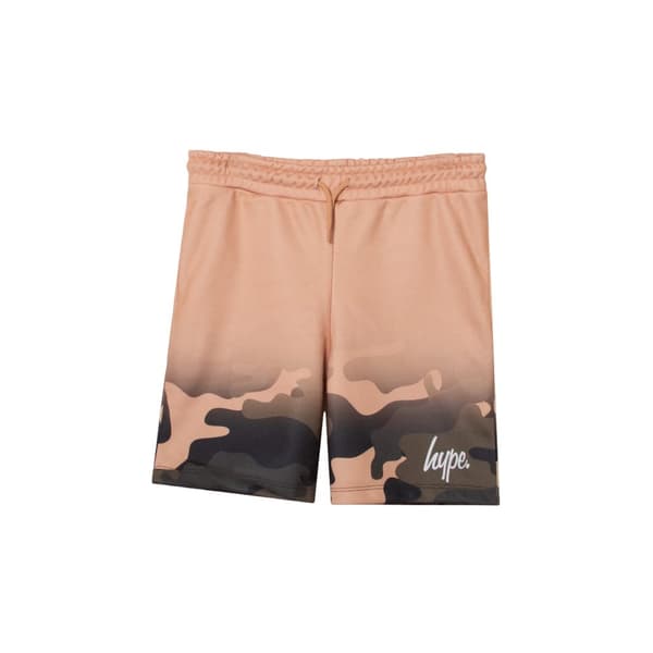Hype Boys Camo Script Shorts Beige Sand 13 Years