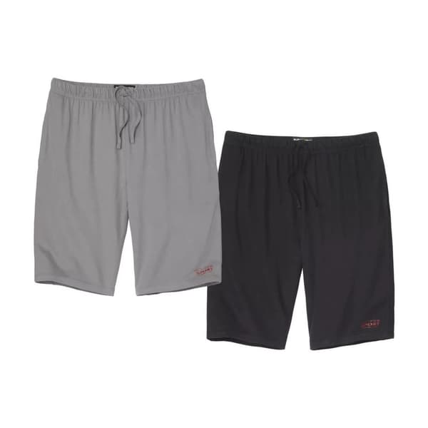 Atlas For Men Mens Elasticated Waist Active Shorts (Pack of 2) Grey/Black XL