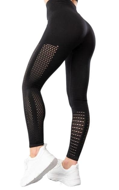 Svarta Seamless Tights Leggings Mesh