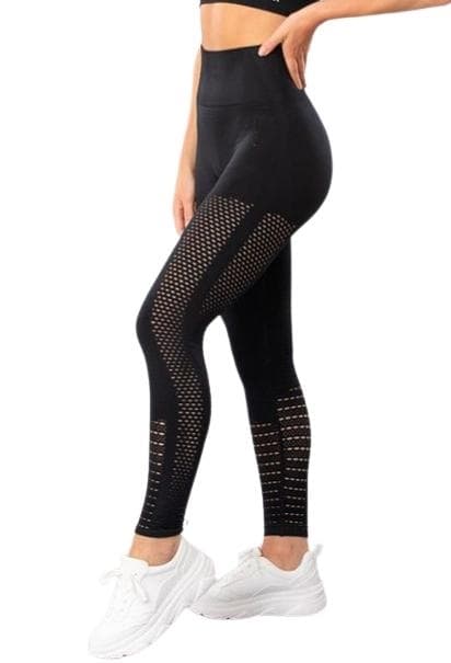 Svarta Seamless Tights Leggings Mesh