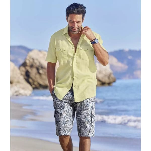 Atlas For Men Mens Leaf Print Cargo Shorts