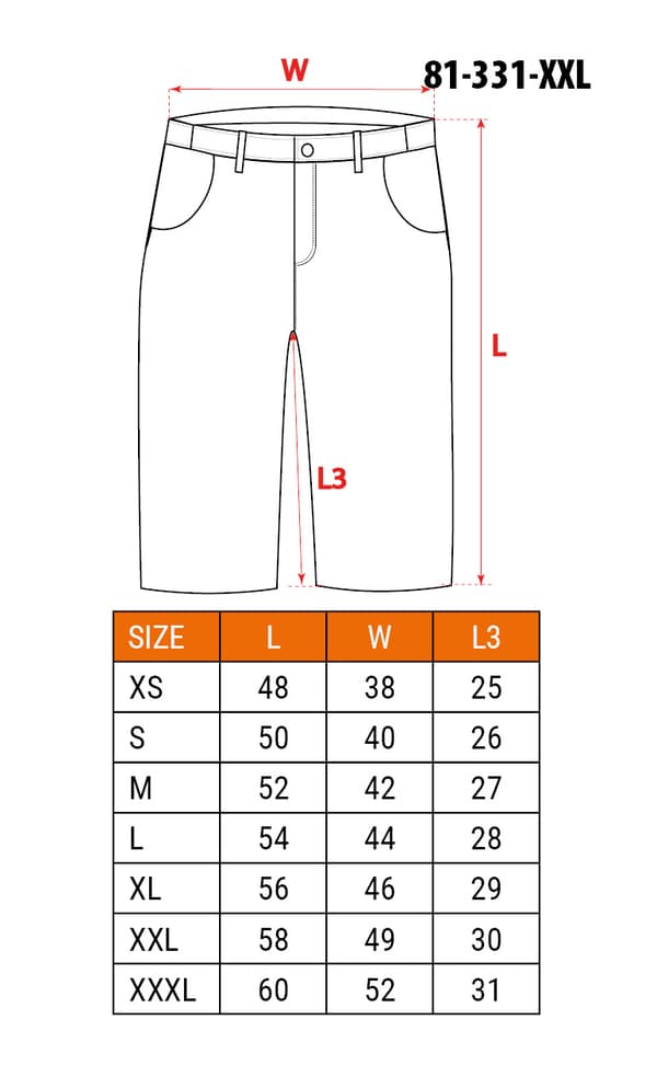 Korte shorts, 100% bomuld, størrelse XXL