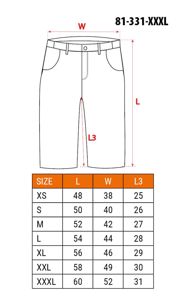 Korte shorts, 100% bomuld, størrelse XXXL