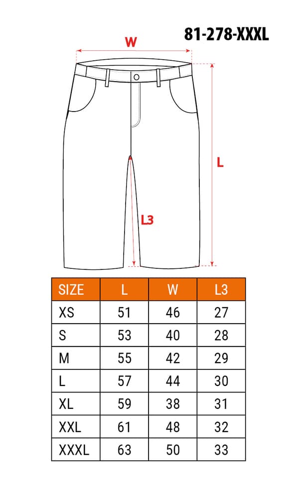 HD Slim arbejdsshorts, bælte, størrelse XXXL