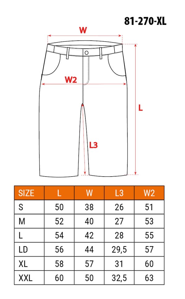 HD-shorts, webbing bælte, aftagelige lommer, størrelse XL/56