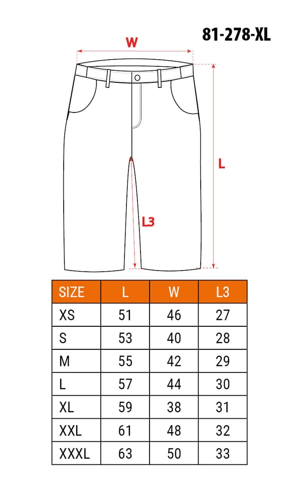 HD Slim arbejdsshorts, bælte, str. XL