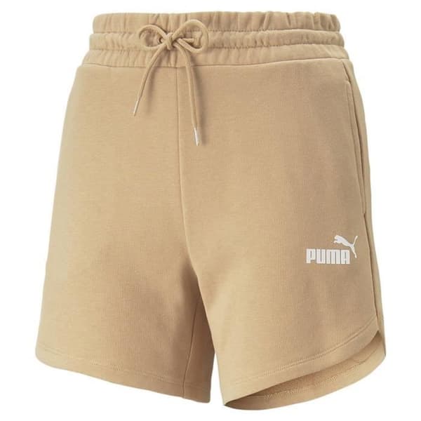 Kort Dam - PUMA - Essentials - Hög Midja - Dammig Tan - 68% Bomull, 32% Återvunnen Polyester