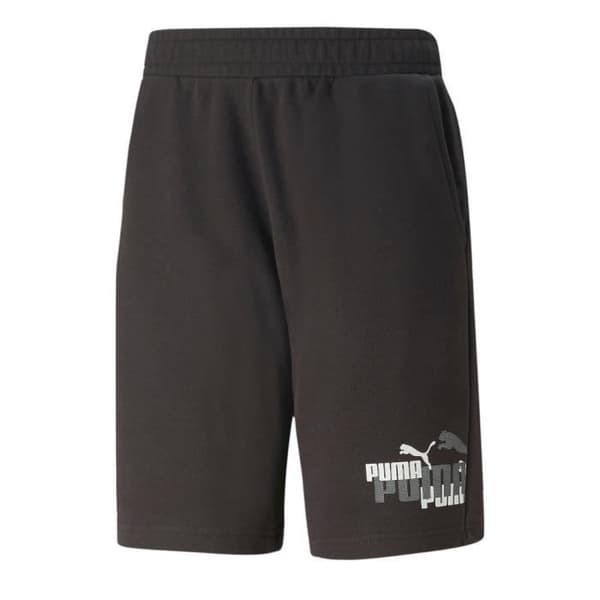 Kort Kille - Puma - Ess+ Lab - Svart - 100% Polyester - Elastisk Midja