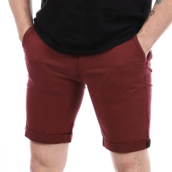 Korta Chino Herr - RMS26 - Plommon - Klassisk Passform - Dragkedja - Bälteshällor