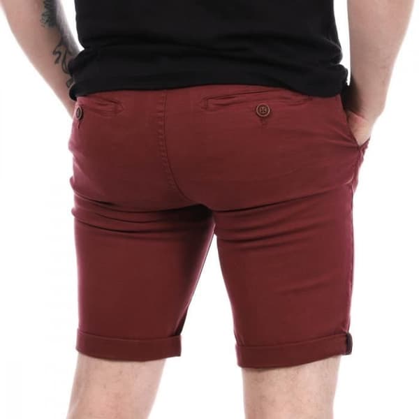 Korta Chino Herr - RMS26 - Plommon - Klassisk Passform - Dragkedja - Bälteshällor