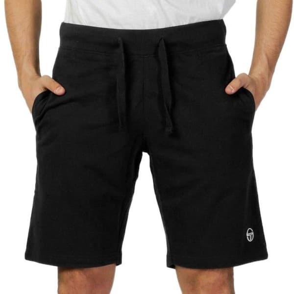 Kort bomullsbyxor med broderad logotyp - Sergio Tacchini - Herr - Svart - Tight - Vuxen