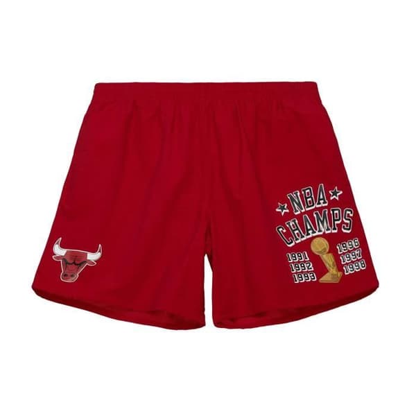 M&amp;N Team Heritage Chicago Bulls vävt shorts - Herr - Röd - Slim fit