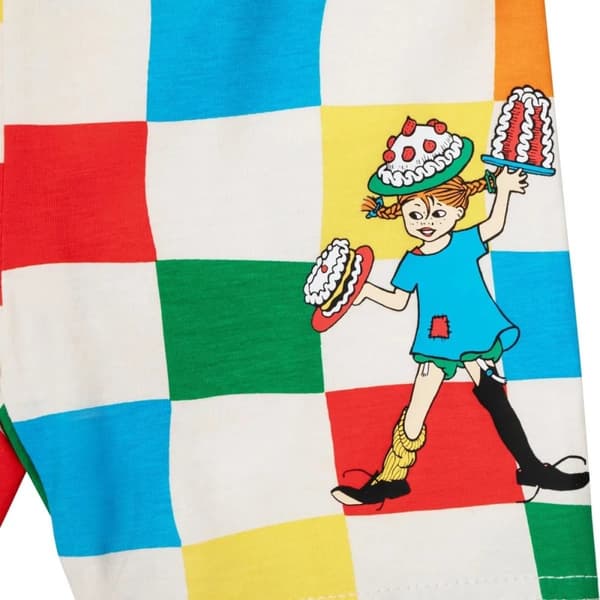 Pippi Langstrømpe - ternede shorts sæt