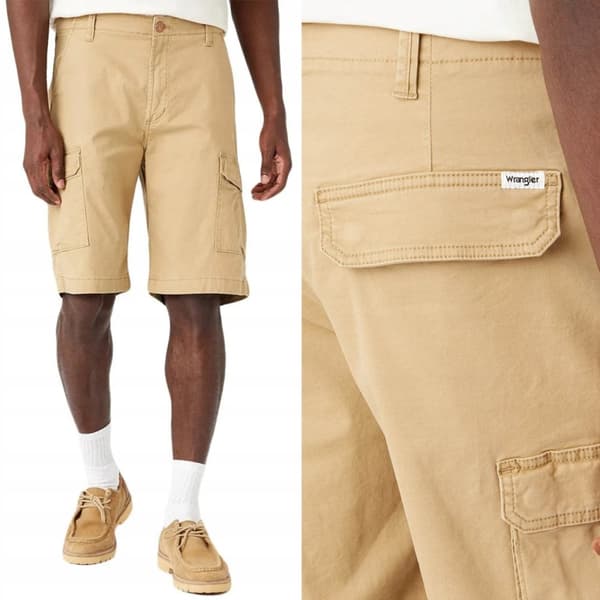 Wrangler CASEY JONES CARGO SHORTS Kelp BEIGE SHORTS W31