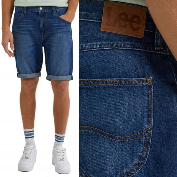 Lee 5-FICKOR SHORT VCR Mörka Slitna ICKE-STRETCH DENIMSHORTS W31