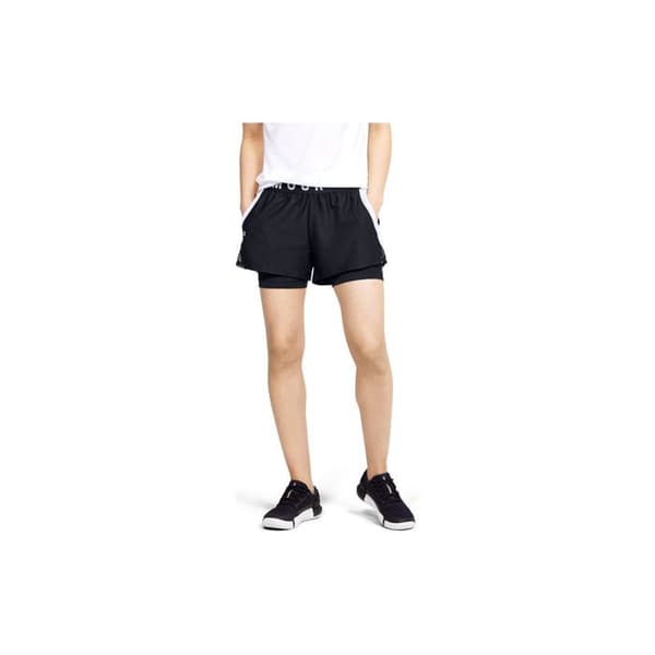 Kort 2 i 1 - Under Armour - Play Up - Dam - Svart/Vit - Andningsbar - Sidofickor